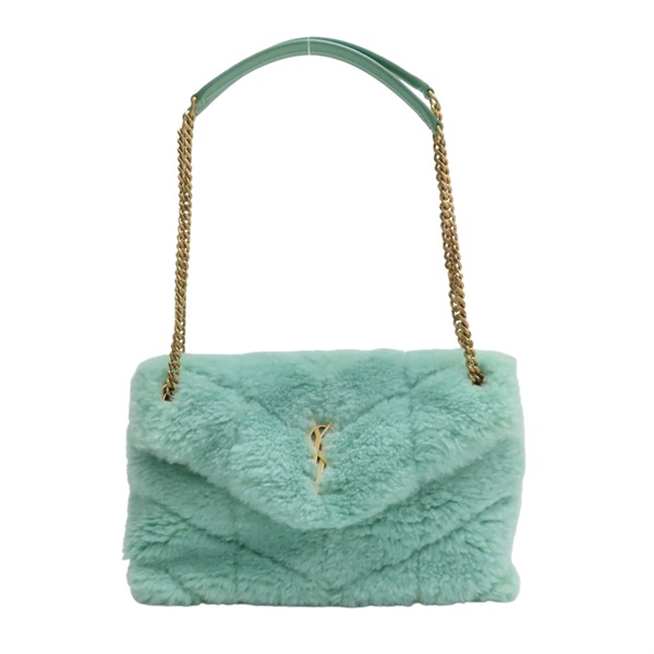 綠色 羊毛 羊皮 LouLou Puffer 肩背包【SAINT LAURENT YSL 聖羅蘭】 577476