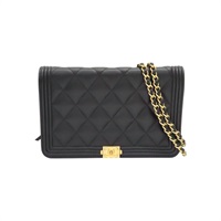 黑色羊皮 Boy 鍊帶 肩背包 A80287 無卡【CHANEL 香奈兒】 A80287