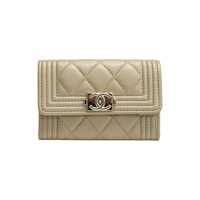 金色 caviar 牛皮 Boy 卡夾 名片夾 A80603【CHANEL 香奈兒】 A80603