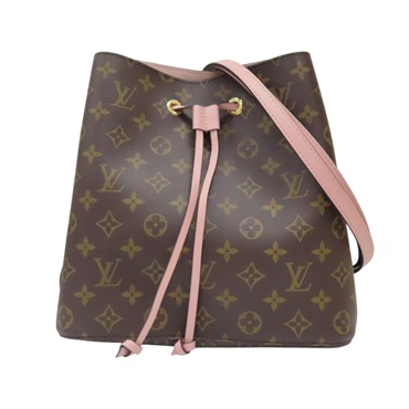 棕色原花帆布 粉色牛皮飾邊 NeoNoe MM 水桶包 兩用包【LOUIS VUITTON LV 路易威登】 M44022