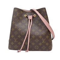 棕色原花帆布 粉色牛皮飾邊 NeoNoe MM 水桶包 兩用包【LOUIS VUITTON LV 路易威登】 M44022