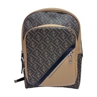 棕色 皮革 FF LOGO 後背包【FENDI 芬迪】  7VZ074