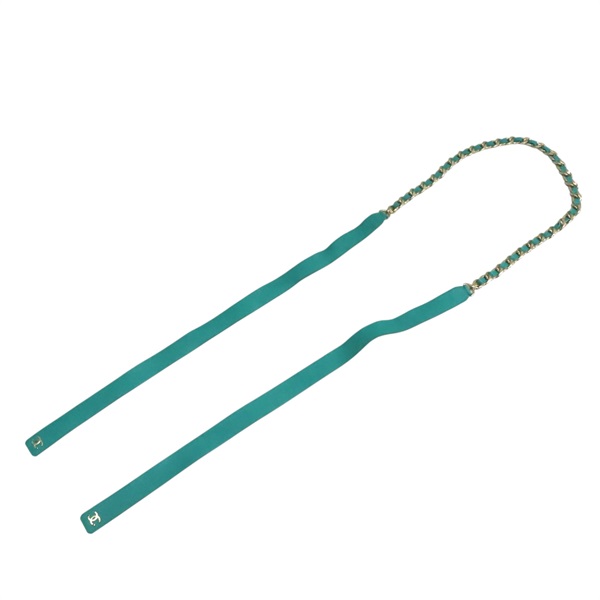 金色 金屬 綠色 牛皮 腰鍊【CHANEL 香奈兒】