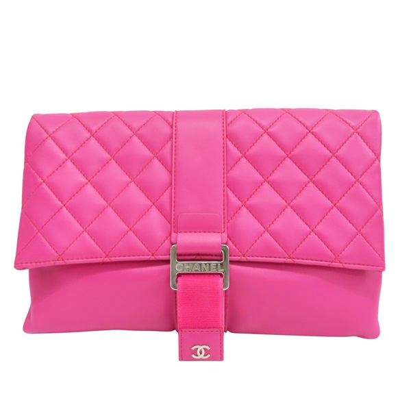 粉色 羊皮 Quilted Grip 手拿包【CHANEL 香奈兒】