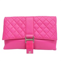 粉色 羊皮 Quilted Grip 手拿包【CHANEL 香奈兒】