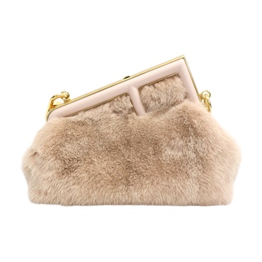 淡粉色 貂皮 First 小號 肩背包【FENDI 芬迪】 8BP129