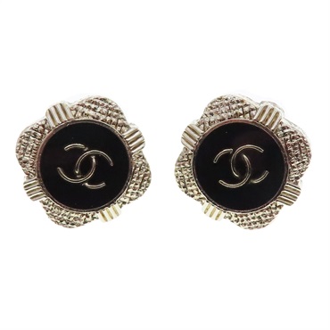 黑/淺金 雙C 針式耳環【CHANEL 香奈兒】