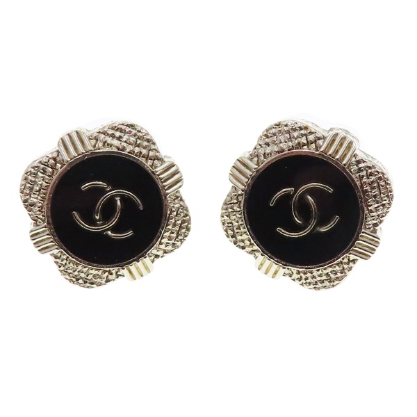 黑/淺金 雙C 針式耳環【CHANEL 香奈兒】