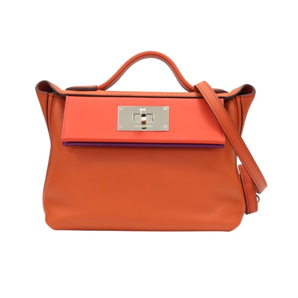 大地橘 Evercolor 牛皮 24/24 兩用包 Z刻 銀扣【HERMES 愛馬仕】 H082153CKCG