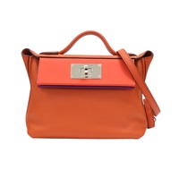 大地橘 Evercolor 牛皮 24/24 兩用包 Z刻 銀扣【HERMES 愛馬仕】 H082153CKCG
