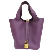 黑醋栗紫 Taurillon牛皮 Picotin Lock 18 手提包 U刻【HERMES 愛馬仕】 H073597CCN5