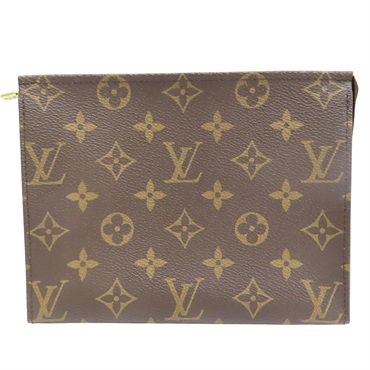 棕色 原花 PVC塗層帆布 Poche Toilette 19 手拿包【LOUIS VUITTON LV 路易威登】 M47544