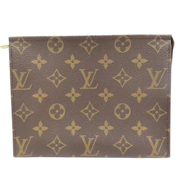 棕色 原花 PVC塗層帆布 Poche Toilette 19 手拿包【LOUIS VUITTON LV 路易威登】 M47544