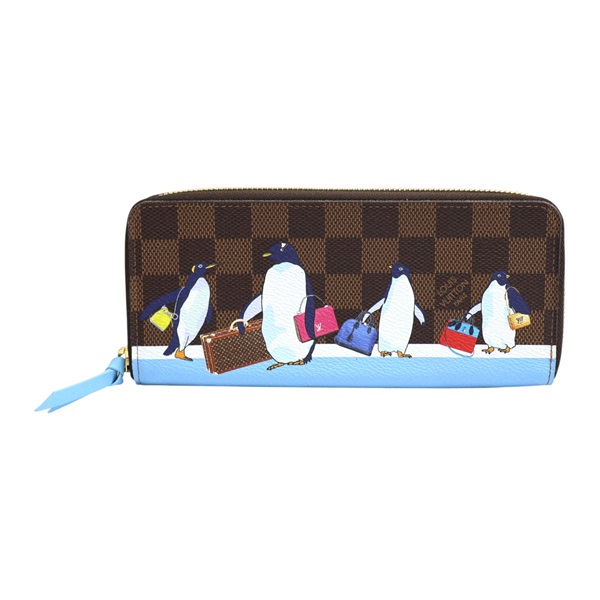 棕色 棋盤格帆布 Clemence 拉鍊 長夾【LOUIS VUITTON LV 路易威登】 N64425