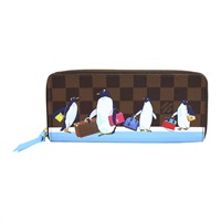 棕色 棋盤格帆布 Clemence 拉鍊 長夾【LOUIS VUITTON LV 路易威登】 N64425
