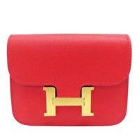 紅色 Evercolor牛皮 Constance Slim Wallet 錢包 K刻 金釦【HERMES 愛馬仕】