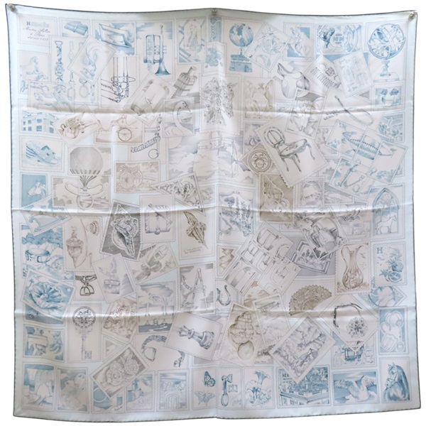 粉/綠色 Le Philateliste du Faubourg 絲綢 絲巾 H004205S 90x90【HERMES 愛馬仕】 H004205S