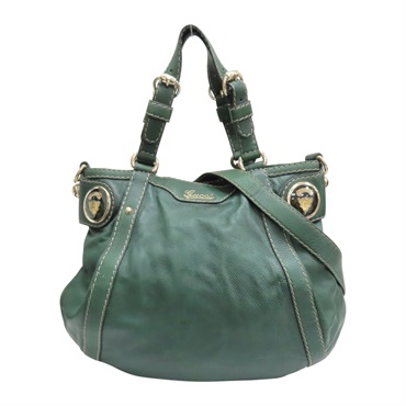 綠色 牛皮 Crest Boule Hobo 肩背包 223938【GUCCI 古馳】 223938