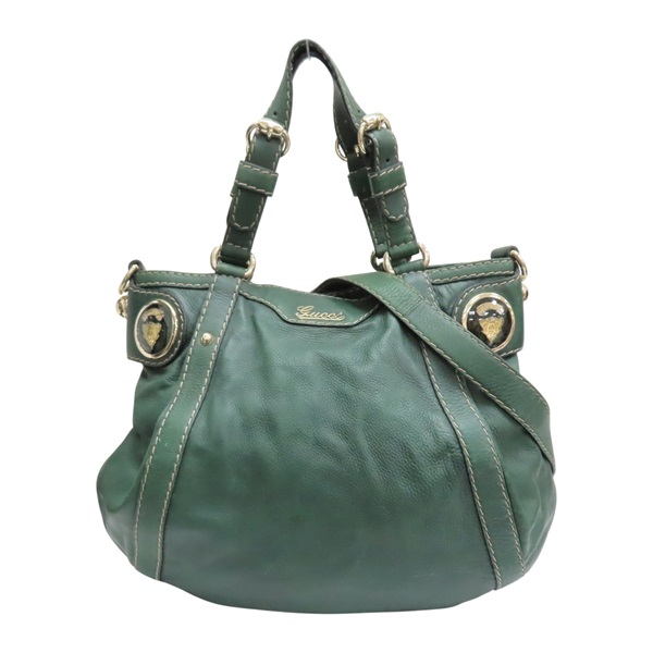 綠色 牛皮 Crest Boule Hobo 肩背包 223938【GUCCI 古馳】 223938