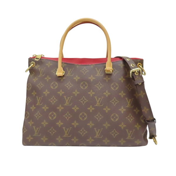 棕色 原花帆布 紅色 牛皮 PALLAS 兩用包【LOUIS VUITTON LV 路易威登】 M41175