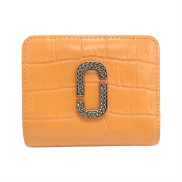 橘色 壓紋牛皮 拉鏈短夾【MARC JACOBS 馬克·雅各布斯】