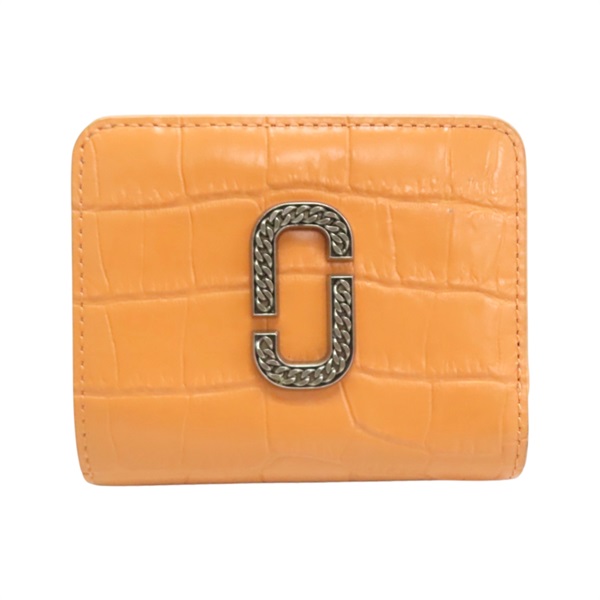 橘色 壓紋牛皮 拉鏈短夾【MARC JACOBS 馬克·雅各布斯】