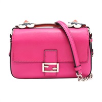 白/粉/橘色 牛皮 Double Baguette micro 雙層 兩用包【FENDI 芬迪】 8M0371