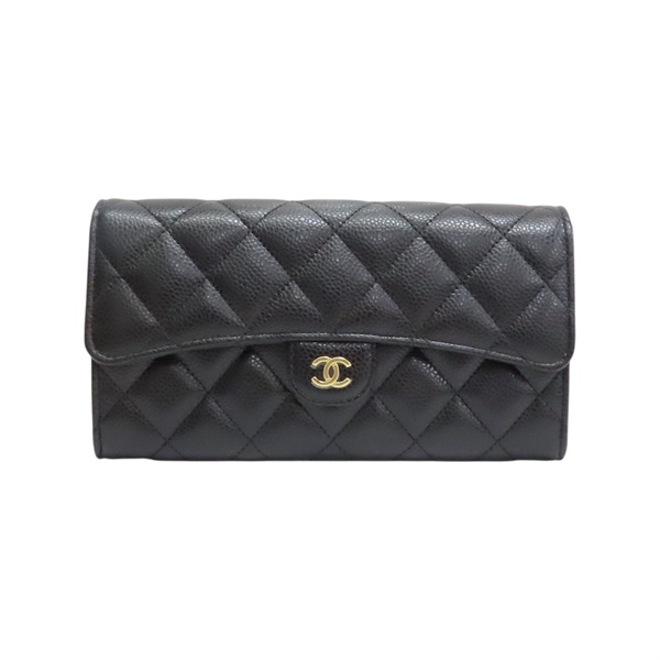 黑色 菱格紋 牛皮 Classic 扣式 長夾【CHANEL 香奈兒】 AP0241