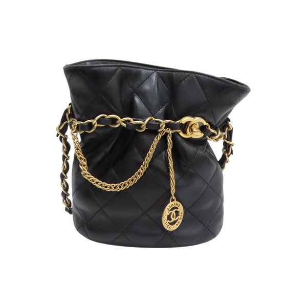 黑色 羊皮 金幣水桶包 肩背包【CHANEL 香奈兒】 AS4002