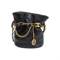 黑色 羊皮 金幣水桶包 肩背包【CHANEL 香奈兒】 AS4002
