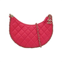 粉色 菱格紋羊皮 HOBO 鍊帶 肩背包 AS3917【CHANEL 香奈兒】 AS3917