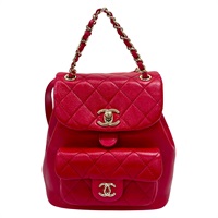 紅色 菱格紋 牛皮 DUMA 後背包【CHANEL 香奈兒】 AS2908
