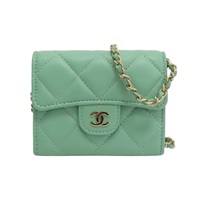 綠色 羊皮 鍊帶 卡包 肩背包 金扣【CHANEL 香奈兒】 AP1730