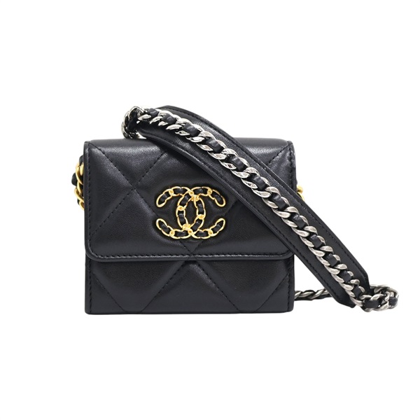 黑色羊皮 19 Mini 鍊帶 肩背包 AP2409【CHANEL 香奈兒】 AP2409