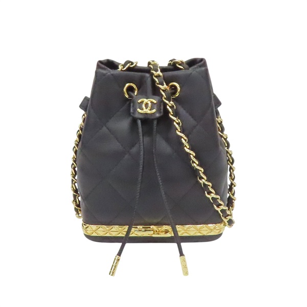 黑色 羊皮 鍊帶 Mini 水桶包 肩背包 金扣【CHANEL 香奈兒】 AP2750
