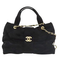 黑色 絲絨尼龍 蝴蝶結 兩用包 金扣【CHANEL 香奈兒】 AS5851