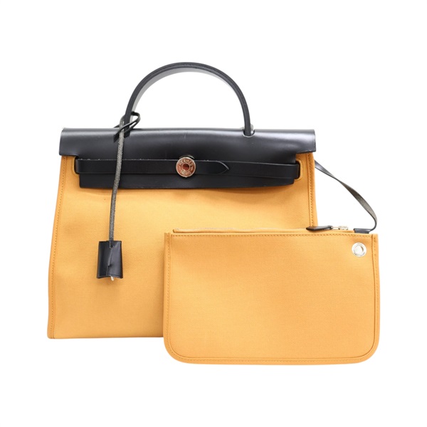 棕色 帆布 牛皮 Herbag Zip 31 兩用包 A刻【HERMES 愛馬仕】 H079091CC