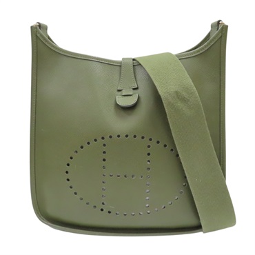 綠色 Courchevel 牛皮 Evelyne 29 肩背包 □M刻 銀扣【HERMES 愛馬仕】 H056277CK