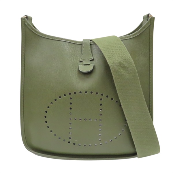 綠色 Courchevel 牛皮 Evelyne 29 肩背包 □M刻 銀扣【HERMES 愛馬仕】 H056277CK