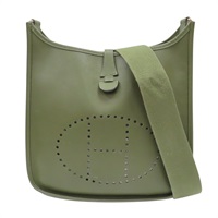 綠色 Courchevel 牛皮 Evelyne 29 肩背包 □M刻 銀扣【HERMES 愛馬仕】 H056277CK