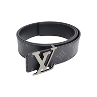 黑色 原花帆布 Initial 雙面皮帶 M9043N 95CM【LOUIS VUITTON LV 路易威登】 M9043N