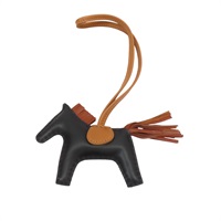 黑/棕色 Agneau milo 牛皮 Rodeo PM 小馬 吊飾 B刻【HERMES 愛馬仕】 H064929CA