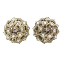 鍍淺金 Tribales 水鑽圓球 針式耳環【Dior 迪奧】