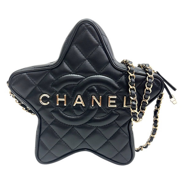 黑色 菱格紋小羊皮 Walk of Fame 星形肩背包【CHANEL 香奈兒】 AS4579