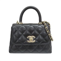 黑色 荔枝紋牛皮 Micro coco handle 兩用包 金扣【CHANEL 香奈兒】 AP4244