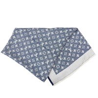 藍色 原花 絲質 羊毛 圍巾【LOUIS VUITTON LV 路易威登】 M71376