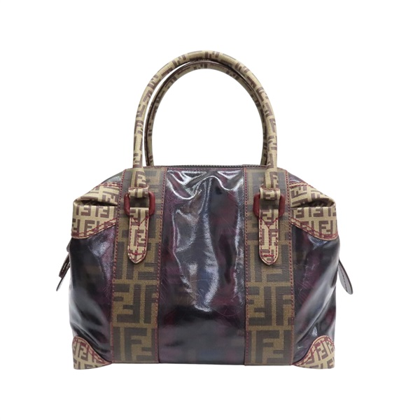 棕色 PVC帆布 Zucca 印花 波士頓包 手提包 限量版【FENDI 芬迪】 8BL095