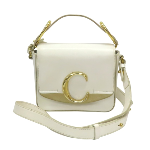 白色 牛皮 Mini C 兩用包【Chloe 克羅伊】 CHC19US193
