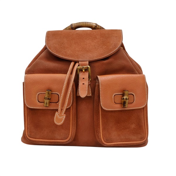橘色 麂皮 竹節 後背包【GUCCI 古馳】 003 2058 0016