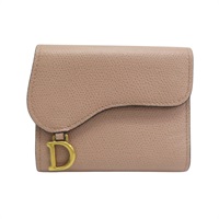 粉色 牛皮 Saddle Lotus 三折短夾【Dior 迪奧 】 S5652CCEH